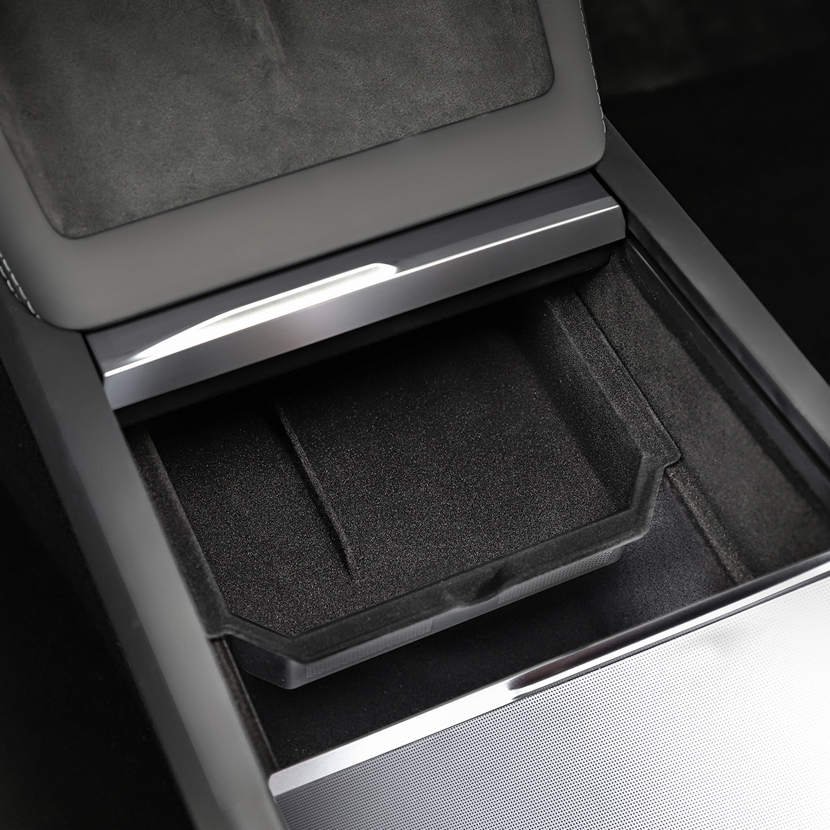 Console/Armrest Flocked Storage Box for Model 3 Highland
