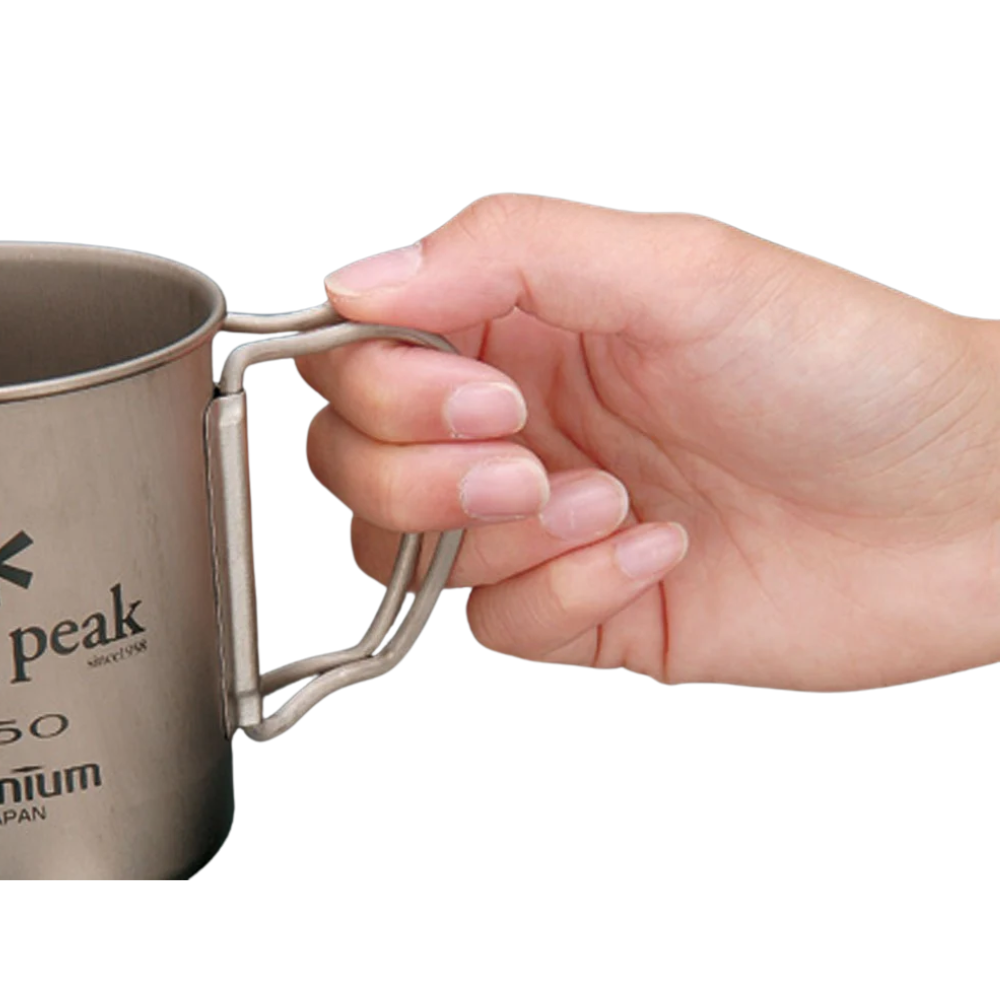 Snow Peak Titanium Double Wall Cup 300ml with Folding Handle - Storming Gravity