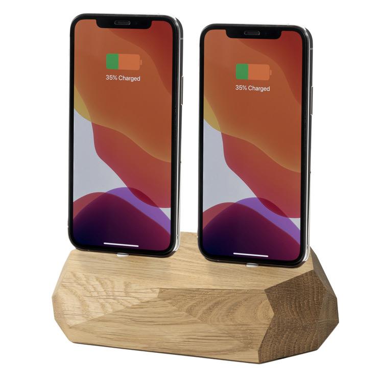 Wood iPhone Dual Charging Dock - Oakywood - Storming Gravity