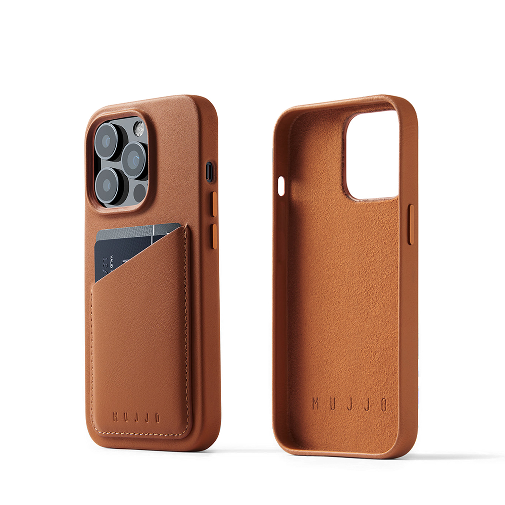 Mujjo Full Leather Wallet Case for iPhone 14 Series - Storming Gravity