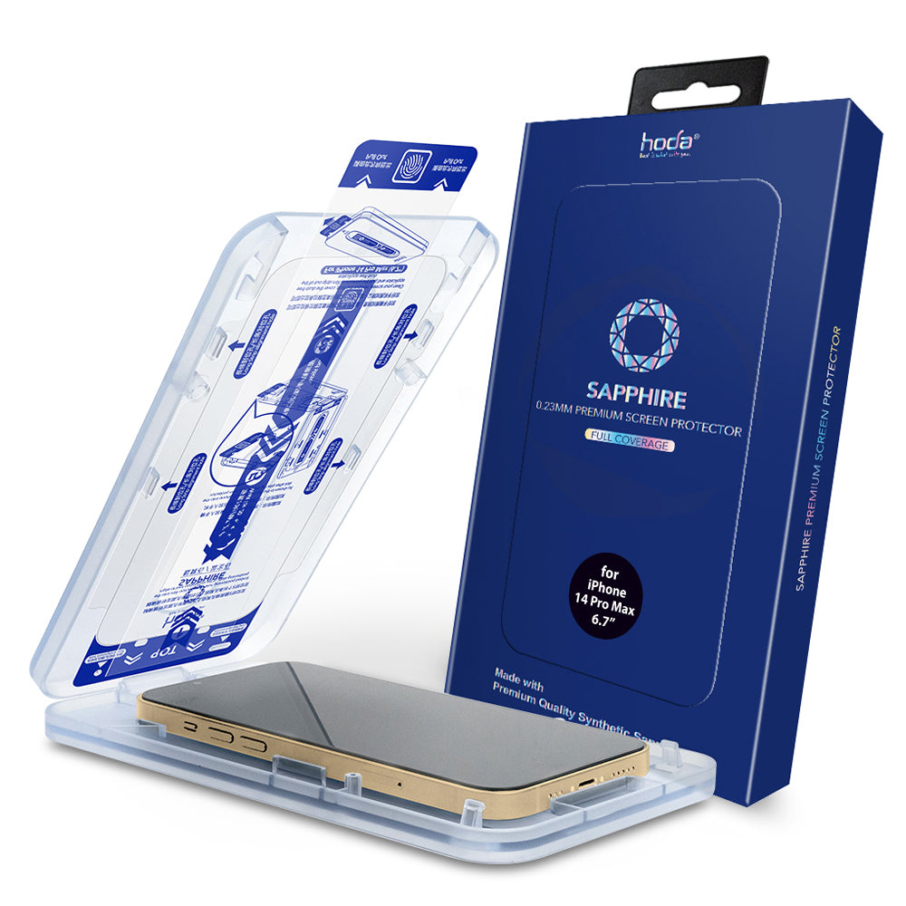 Sapphire Screen Protector iPhone 14 Pro/Pro Max with Dust-Free Helper | hoda® - Storming Gravity