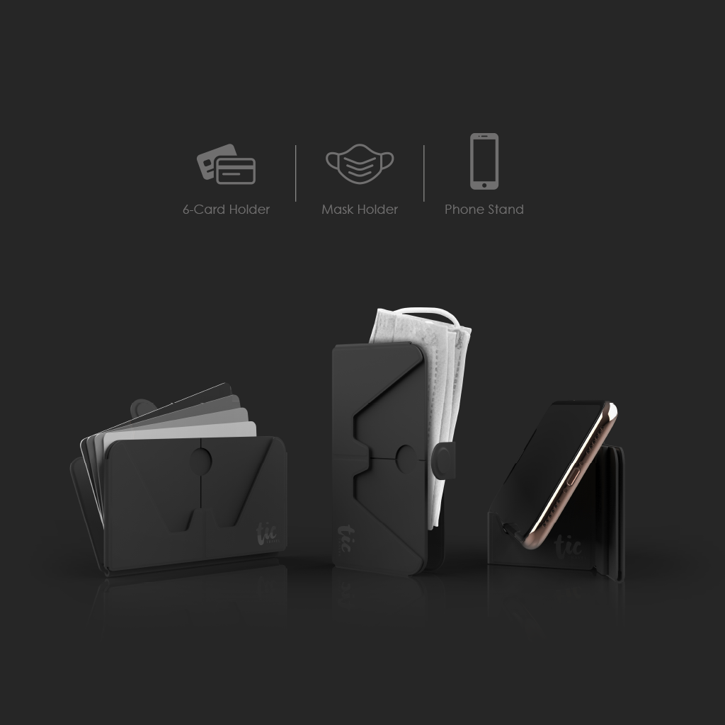 Tic Holder - Card-sized foldable holder for Phone / Mask - Storming Gravity